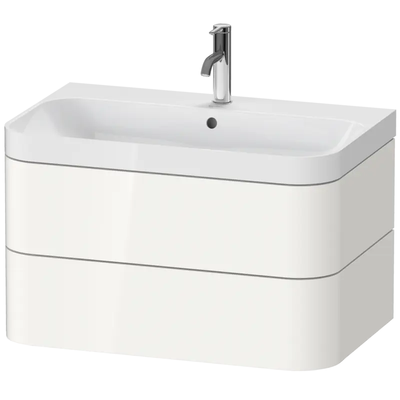 Duravit Happy D.2 31" x 19" x 19" White High Gloss Two Drawer C-Shaped Wall-Mount Vanity Kit (HP4347O2222)