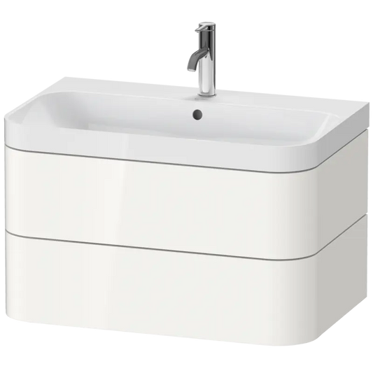 Duravit Happy D.2 31" x 19" x 19" White High Gloss Two Drawer C-Shaped Wall-Mount Vanity Kit (HP4347O2222)