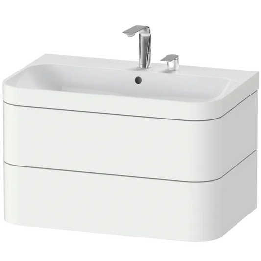 Duravit Happy D.2 31" x 19" x 19" White Satin Matt Two Drawer C-Bonded Wall-Mount Vanity Kit (HP4637E3636)