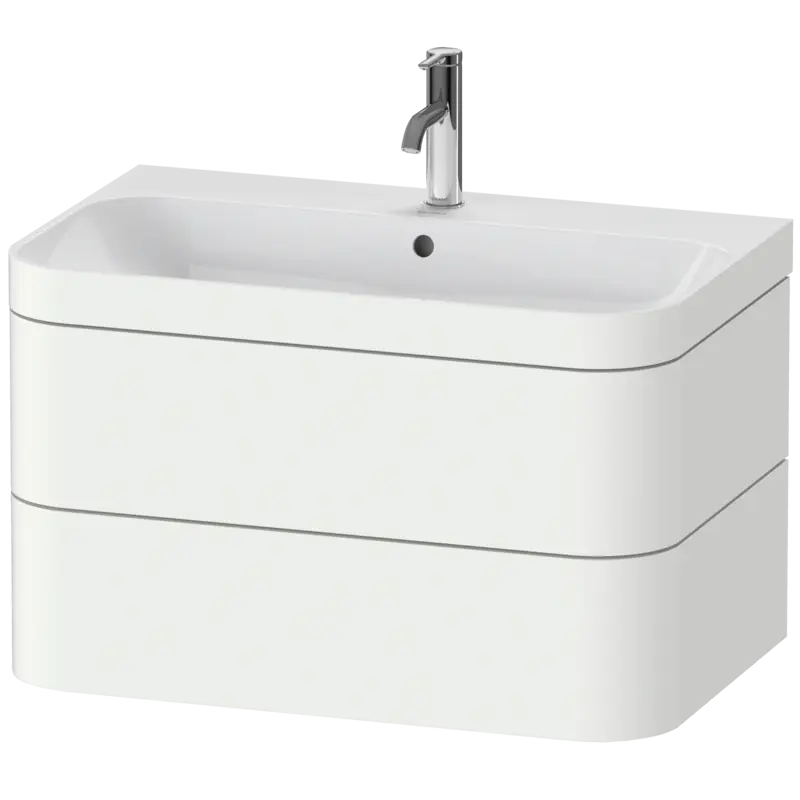 Duravit Happy D.2 31" x 19" x 19" White Satin Matt Two Drawer C-Bonded Wall-Mount Vanity Kit (HP4637O3636)