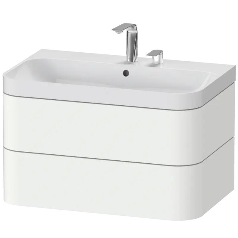 Duravit Happy D.2 31" x 19" x 19" White Satin Matt Two Drawer C-Shaped Wall-Mount Vanity Kit (HP4347E3636)