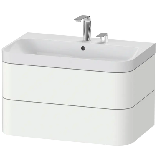 Duravit Happy D.2 31" x 19" x 19" White Satin Matt Two Drawer C-Shaped Wall-Mount Vanity Kit (HP4347E3636)