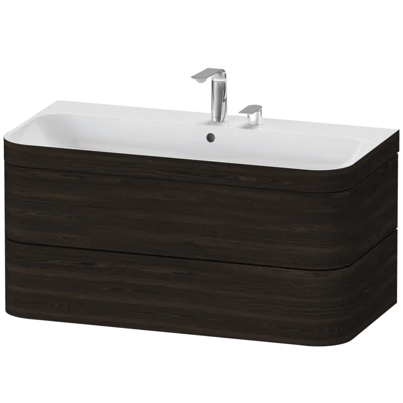 Duravit Happy D.2 38" x 19" x 19" Brushed Walnut Two Drawer C-Bonded Wall-Mount Vanity Kit (HP4638E6969)