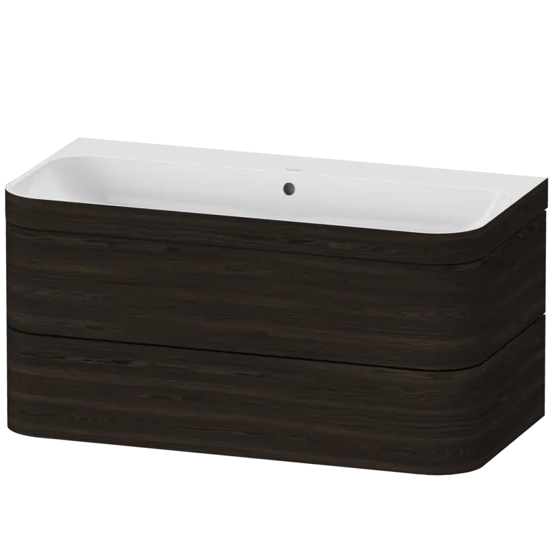 Duravit Happy D.2 38" x 19" x 19" Brushed Walnut Two Drawer C-Bonded Wall-Mount Vanity Kit (HP4638N6969)