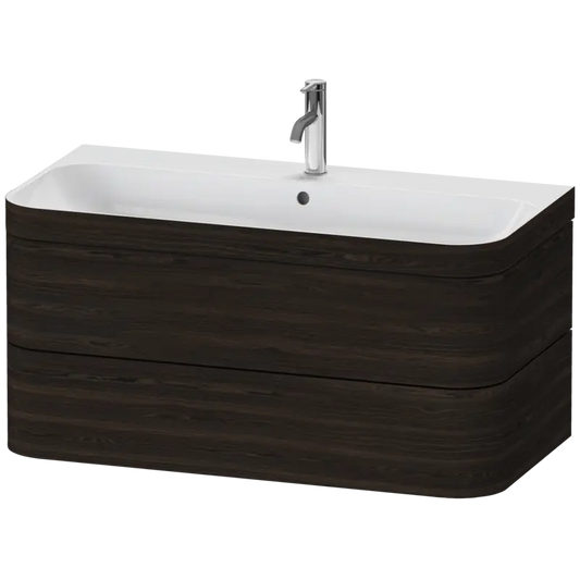 Duravit Happy D.2 38" x 19" x 19" Brushed Walnut Two Drawer C-Bonded Wall-Mount Vanity Kit (HP4638O6969)