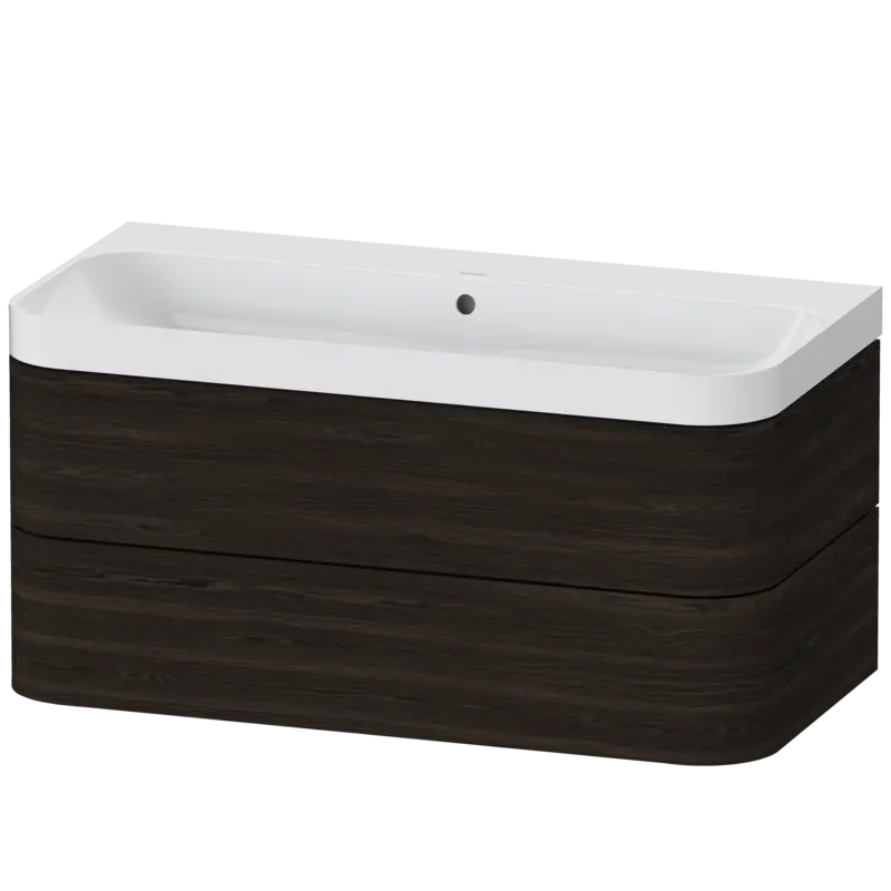 Duravit Happy D.2 38" x 19" x 19" Brushed Walnut Two Drawer C-Shaped Wall-Mount Vanity Kit (HP4348N6969)