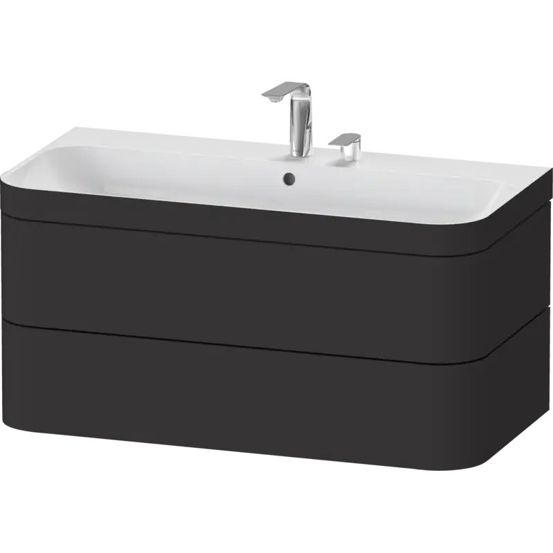 Duravit Happy D.2 38" x 19" x 19" Graphite Two Drawer C-Bonded Wall-Mount Vanity Kit (HP4638E8080)