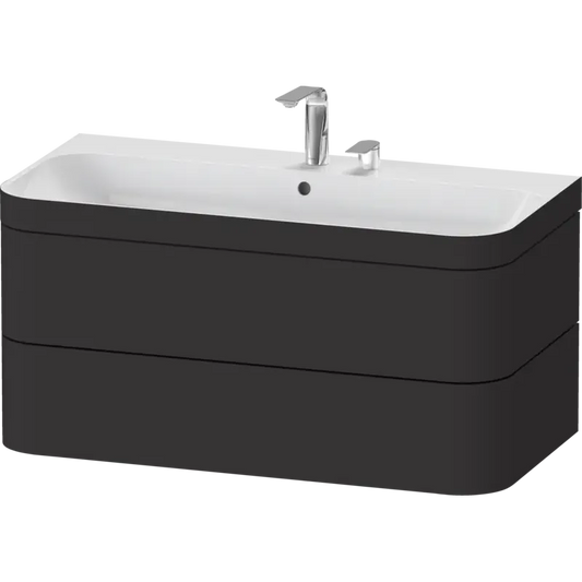 Duravit Happy D.2 38" x 19" x 19" Graphite Two Drawer C-Bonded Wall-Mount Vanity Kit (HP4638E8080)
