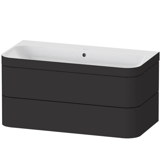Duravit Happy D.2 38" x 19" x 19" Graphite Two Drawer C-Bonded Wall-Mount Vanity Kit (HP4638N8080)