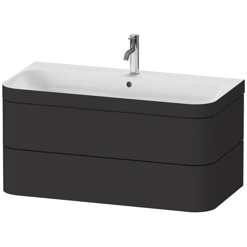 Duravit Happy D.2 38" x 19" x 19" Graphite Two Drawer C-Bonded Wall-Mount Vanity Kit (HP4638O8080)