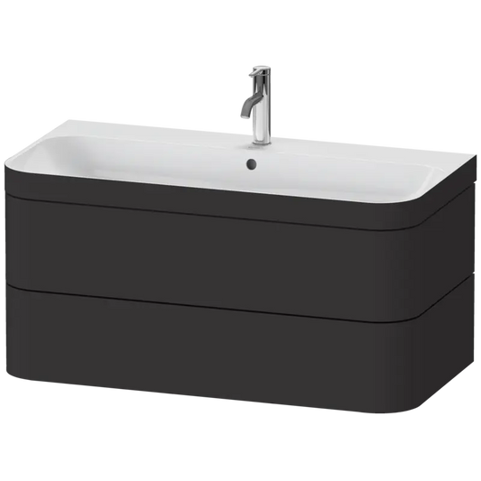 Duravit Happy D.2 38" x 19" x 19" Graphite Two Drawer C-Bonded Wall-Mount Vanity Kit (HP4638O8080)