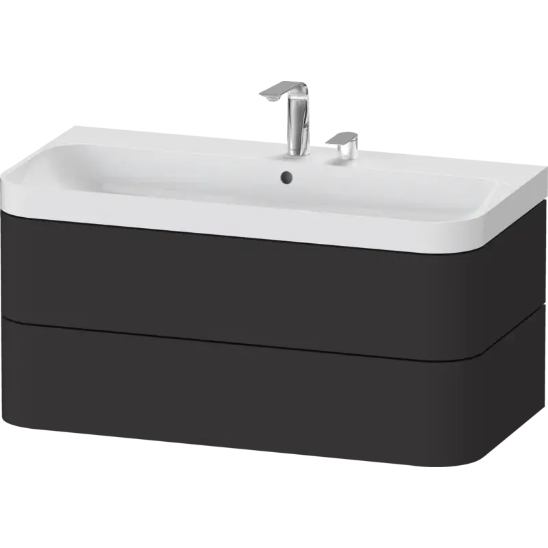 Duravit Happy D.2 38" x 19" x 19" Graphite Two Drawer C-Shaped Wall-Mount Vanity Kit (HP4348E8080)