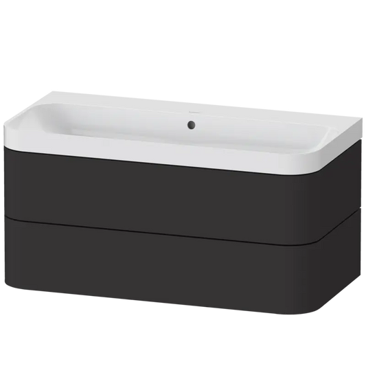 Duravit Happy D.2 38" x 19" x 19" Graphite Two Drawer C-Shaped Wall-Mount Vanity Kit (HP4348N8080)