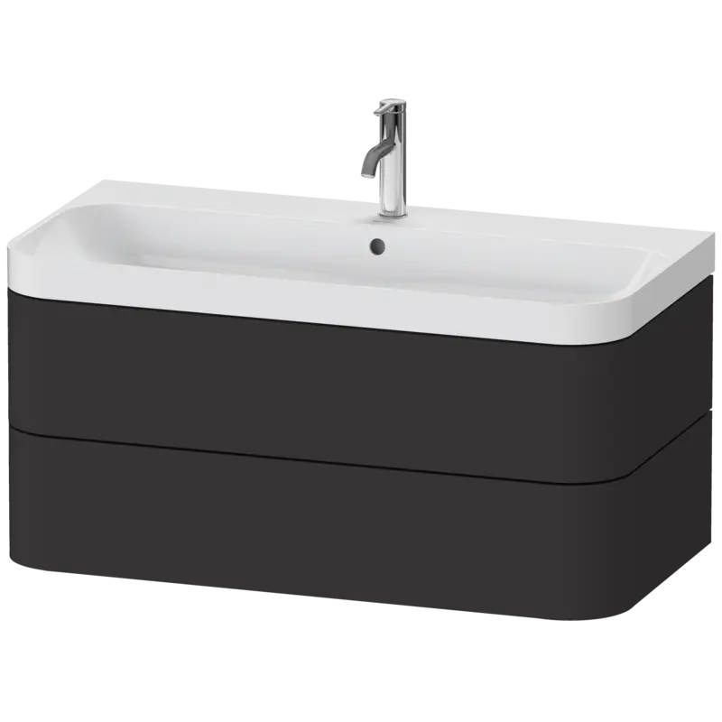 Duravit Happy D.2 38" x 19" x 19" Graphite Two Drawer C-Shaped Wall-Mount Vanity Kit (HP4348O8080)