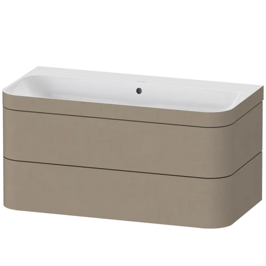 Duravit Happy D.2 38" x 19" x 19" Linen Two Drawer C-Bonded Wall-Mount Vanity Kit (HP4638N7575)
