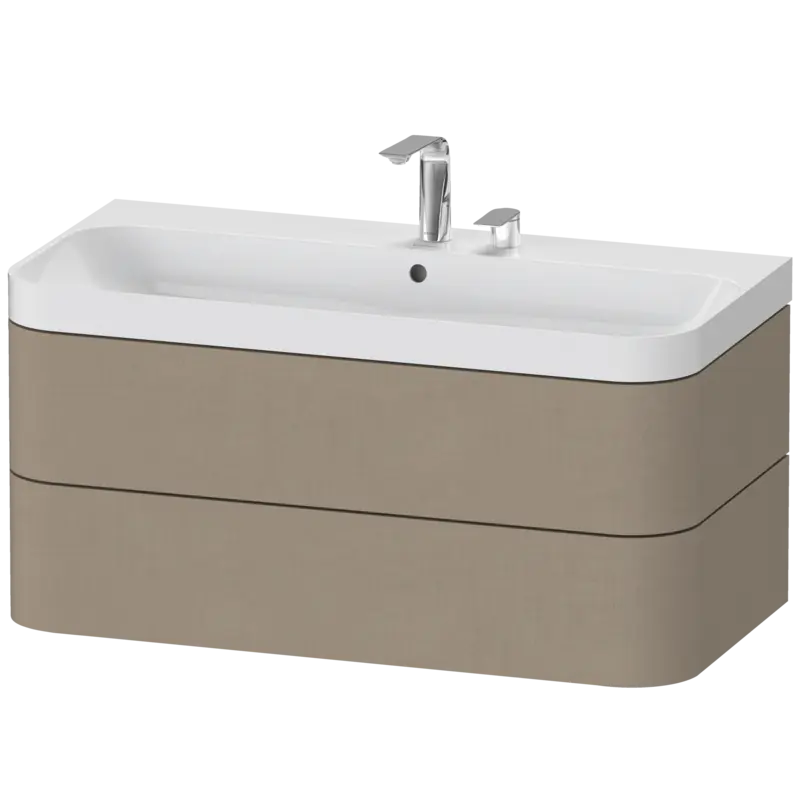 Duravit Happy D.2 38" x 19" x 19" Linen Two Drawer C-Shaped Wall-Mount Vanity Kit (HP4348E7575)