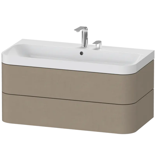 Duravit Happy D.2 38" x 19" x 19" Linen Two Drawer C-Shaped Wall-Mount Vanity Kit (HP4348E7575)
