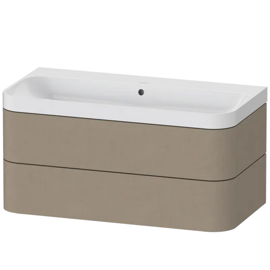 Duravit Happy D.2 38" x 19" x 19" Linen Two Drawer C-Shaped Wall-Mount Vanity Kit (HP4348N7575)
