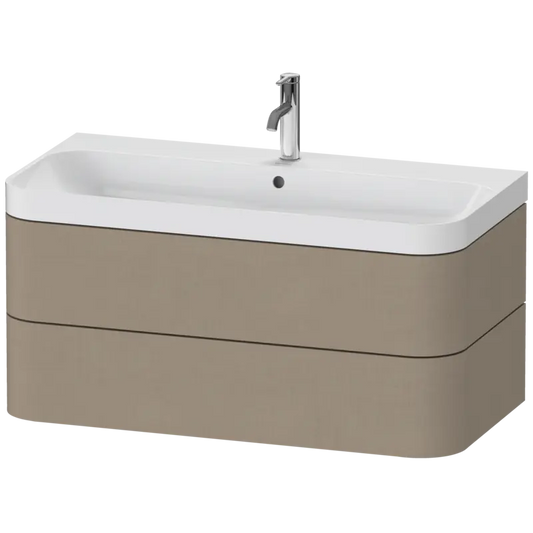 Duravit Happy D.2 38" x 19" x 19" Linen Two Drawer C-Shaped Wall-Mount Vanity Kit (HP4348O7575)