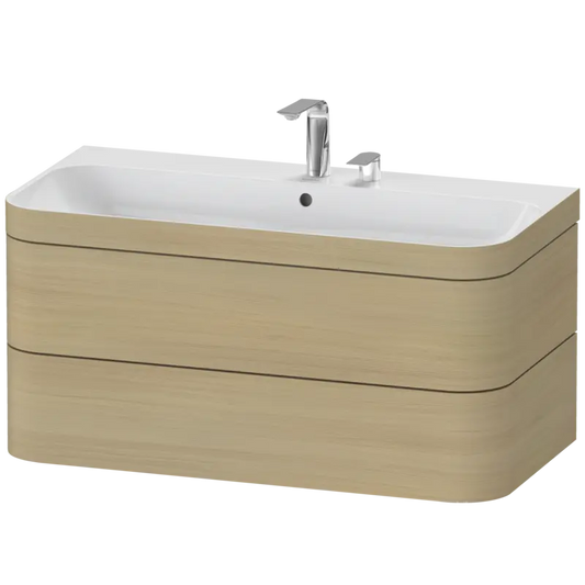 Duravit Happy D.2 38" x 19" x 19" Mediterranean Oak Two Drawer C-Bonded Wall-Mount Vanity Kit (HP4638E7171)