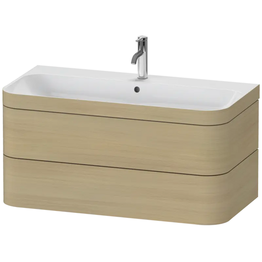 Duravit Happy D.2 38" x 19" x 19" Mediterranean Oak Two Drawer C-Bonded Wall-Mount Vanity Kit (HP4638O7171)