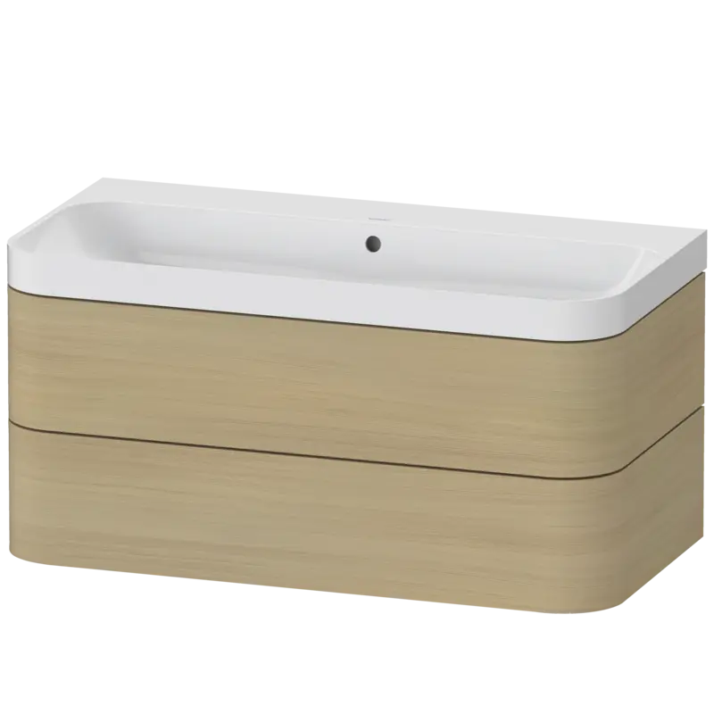 Duravit Happy D.2 38" x 19" x 19" Mediterranean Oak Two Drawer C-Shaped Wall-Mount Vanity Kit (HP4348N7171)