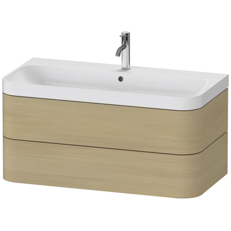 Duravit Happy D.2 38" x 19" x 19" Mediterranean Oak Two Drawer C-Shaped Wall-Mount Vanity Kit (HP4348O7171)