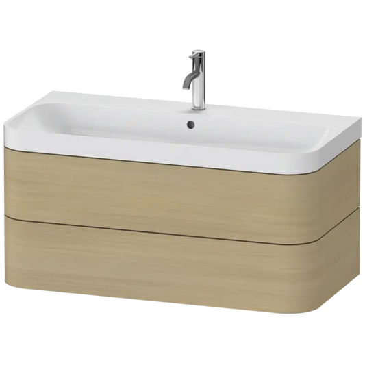 Duravit Happy D.2 38" x 19" x 19" Mediterranean Oak Two Drawer C-Shaped Wall-Mount Vanity Kit (HP4348O7171)