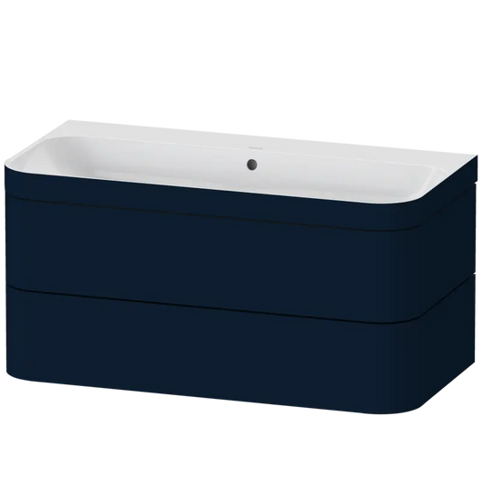 Duravit Happy D.2 38" x 19" x 19" Midnight Blue Two Drawer C-Bonded Wall-Mount Vanity Kit (HP4638N9898)
