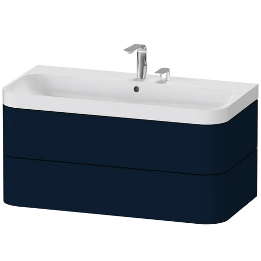Duravit Happy D.2 38" x 19" x 19" Midnight Blue Two Drawer C-Shaped Wall-Mount Vanity Kit (HP4348E9898)