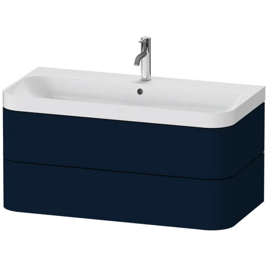Duravit Happy D.2 38" x 19" x 19" Midnight Blue Two Drawer C-Shaped Wall-Mount Vanity Kit (HP4348O9898)