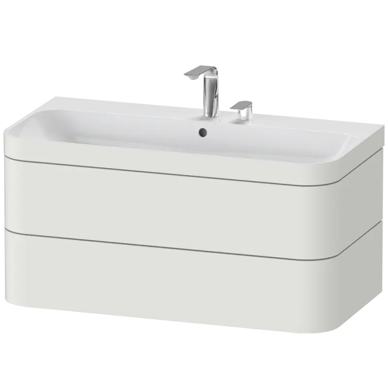 Duravit Happy D.2 38" x 19" x 19" Nordic White Two Drawer C-Bonded Wall-Mount Vanity Kit (HP4638E3939)