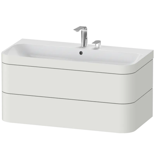 Duravit Happy D.2 38" x 19" x 19" Nordic White Two Drawer C-Bonded Wall-Mount Vanity Kit (HP4638E3939)