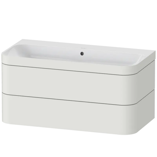 Duravit Happy D.2 38" x 19" x 19" Nordic White Two Drawer C-Bonded Wall-Mount Vanity Kit (HP4638N3939)