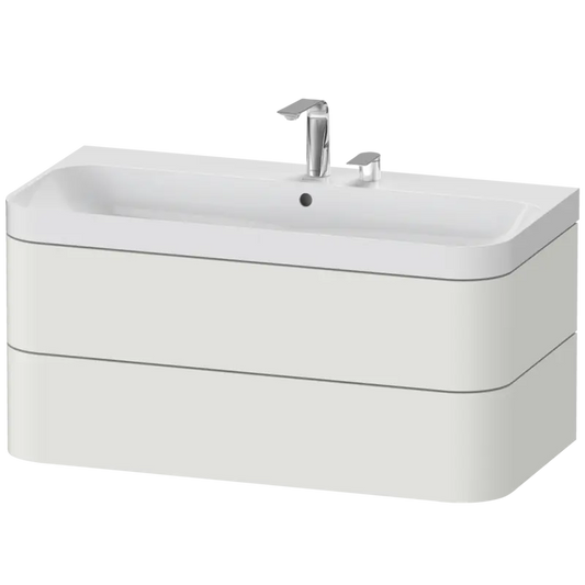 Duravit Happy D.2 38" x 19" x 19" Nordic White Two Drawer C-Shaped Wall-Mount Vanity Kit (HP4348E3939)