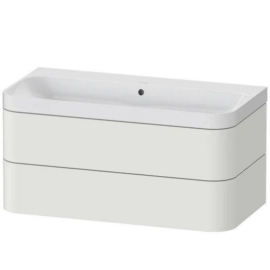 Duravit Happy D.2 38" x 19" x 19" Nordic White Two Drawer C-Shaped Wall-Mount Vanity Kit (HP4348N3939)