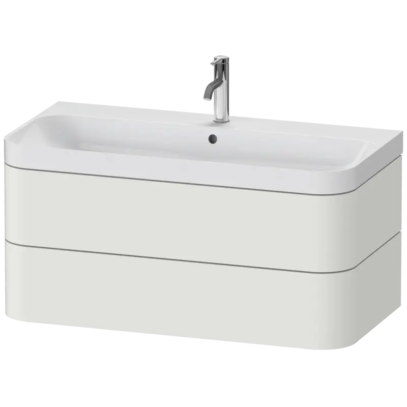 Duravit Happy D.2 38" x 19" x 19" Nordic White Two Drawer C-Shaped Wall-Mount Vanity Kit (HP4348O3939)