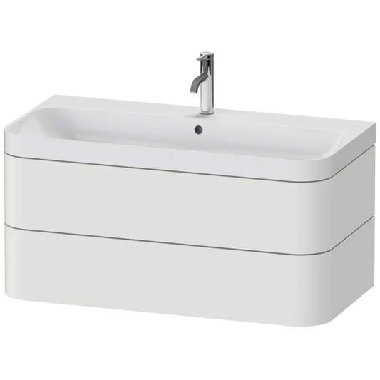 Duravit Happy D.2 38" x 19" x 19" Nordic White Two Drawer C-Shaped Wall-Mount Vanity Kit (HP4348O3939)