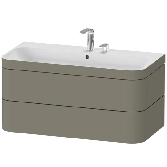 Duravit Happy D.2 38" x 19" x 19" Stone Gray Two Drawer C-Bonded Wall-Mount Vanity Kit (HP4638E9292)