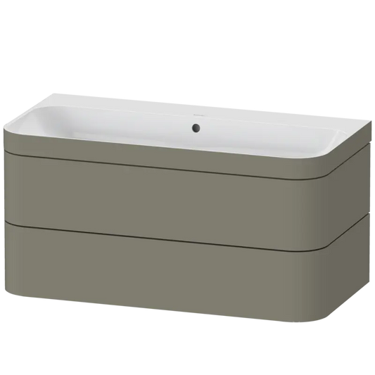Duravit Happy D.2 38" x 19" x 19" Stone Gray Two Drawer C-Bonded Wall-Mount Vanity Kit (HP4638N9292)