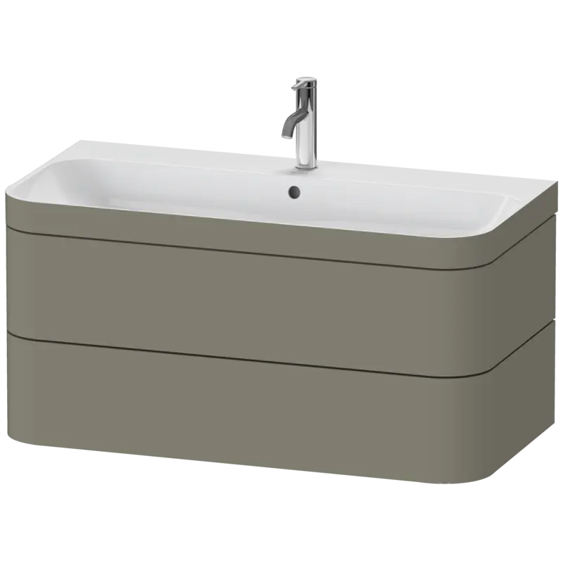 Duravit Happy D.2 38" x 19" x 19" Stone Gray Two Drawer C-Bonded Wall-Mount Vanity Kit (HP4638O9292)