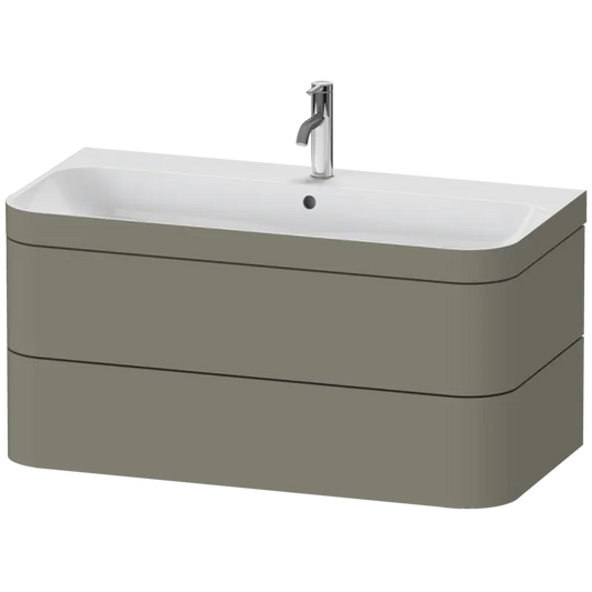 Duravit Happy D.2 38" x 19" x 19" Stone Gray Two Drawer C-Bonded Wall-Mount Vanity Kit (HP4638O9292)