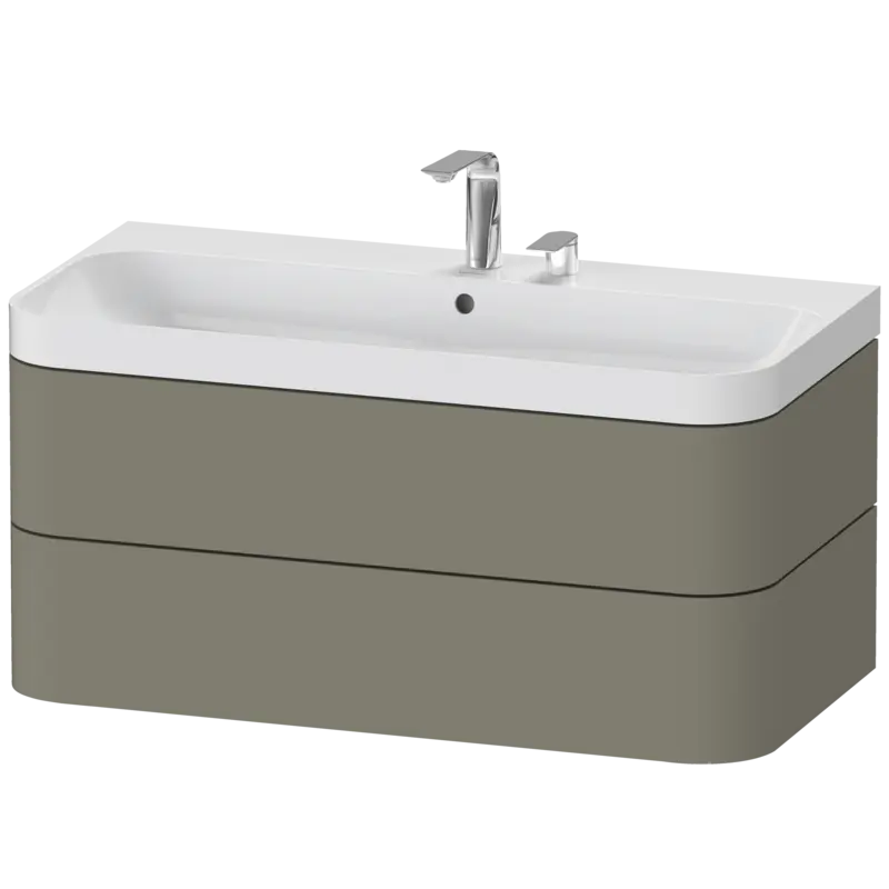 Duravit Happy D.2 38" x 19" x 19" Stone Gray Two Drawer C-Shaped Wall-Mount Vanity Kit (HP4348E9292)