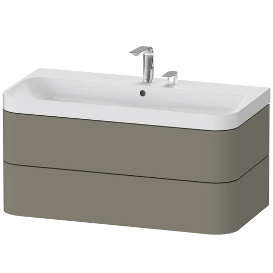 Duravit Happy D.2 38" x 19" x 19" Stone Gray Two Drawer C-Shaped Wall-Mount Vanity Kit (HP4348E9292)