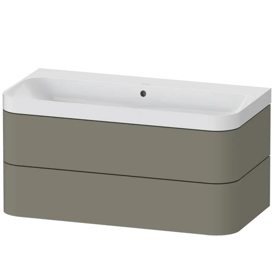 Duravit Happy D.2 38" x 19" x 19" Stone Gray Two Drawer C-Shaped Wall-Mount Vanity Kit (HP4348N9292)