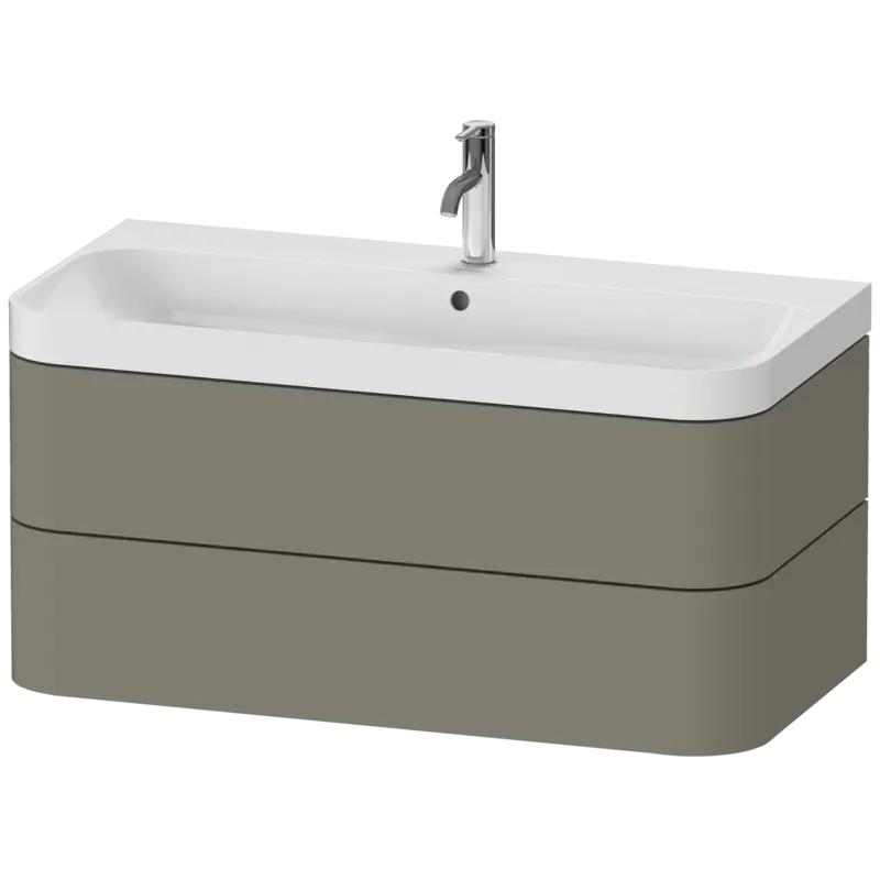 Duravit Happy D.2 38" x 19" x 19" Stone Gray Two Drawer C-Shaped Wall-Mount Vanity Kit (HP4348O9292)