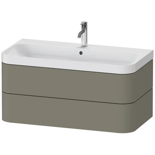 Duravit Happy D.2 38" x 19" x 19" Stone Gray Two Drawer C-Shaped Wall-Mount Vanity Kit (HP4348O9292)