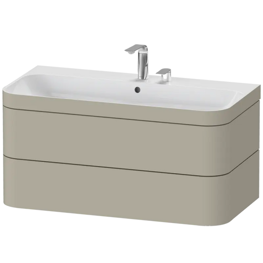 Duravit Happy D.2 38" x 19" x 19" Taupe Two Drawer C-Bonded Wall-Mount Vanity Kit (HP4638E6060)