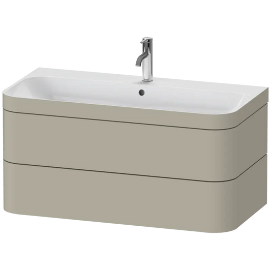 Duravit Happy D.2 38" x 19" x 19" Taupe Two Drawer C-Bonded Wall-Mount Vanity Kit (HP4638O6060)