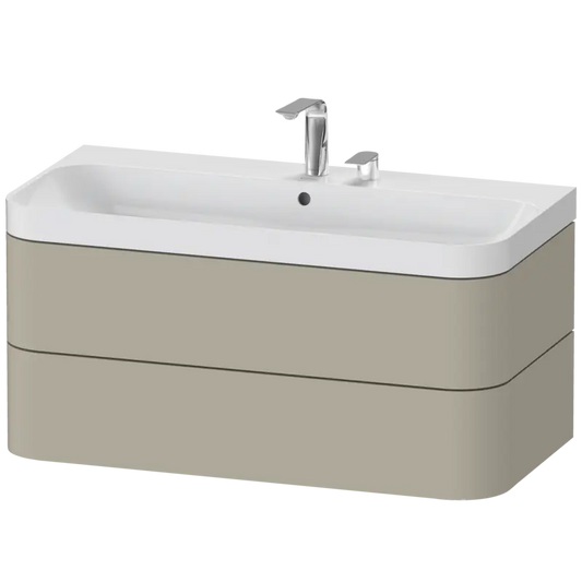 Duravit Happy D.2 38" x 19" x 19" Taupe Two Drawer C-Shaped Wall-Mount Vanity Kit (HP4348E6060)